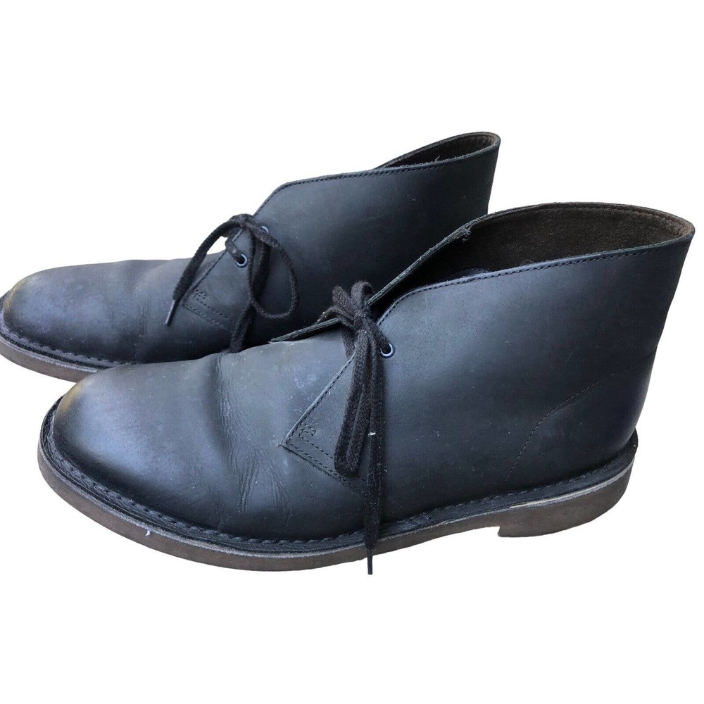 Clarks Mens Bushacre Black 2 Eyelet Nubuck Chukka Boots 11.5 M EUC